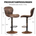 Baro kėdžių komplektas su atrama kojoms 2 vienetai (Rustikalinė ruda)