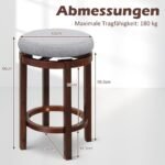 Aukštų baro kėdžių komplektas (2 vnt.) 66 cm su 360° besisukančiu sėdimuoju paviršiumi (Pilka)