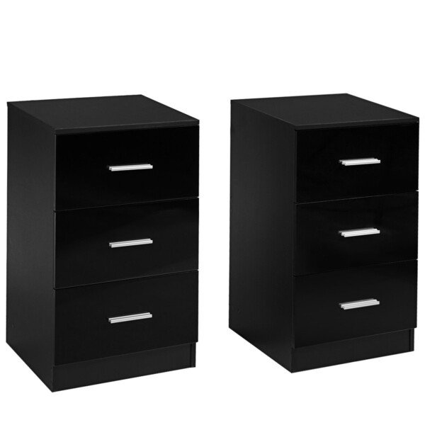 Naktinis staliukas su trimis stalčiais (Juoda)