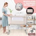 Nešiojama kūdikio lovytė 3-in-1 su penkių aukščio reguliavimo pakopomis (Smėlio)