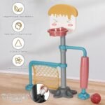 Sportinis stovas vaikams su krepšinio lenta ir futbolo varteliais (Spalvotas)