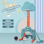 3-in-1 vaikų sporto žaidimų aikštelė su krepšinio lenta ir futbolo vartais (Žalia)