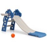 Vaikų žaidimų aikštelės čiuožykla su krepšinio lenta ir kopėčiomis (Mėlyna)