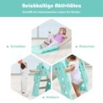 Vaikiška 3-in-1 čiuožykla su laipiojimo sienele ir krepšinio lanku (Žalia)