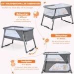 Daugiafunkcis kūdikio lovelis vežimėlis su sulankstoma konstrukcija (Pilka)