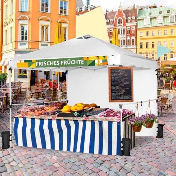 Profesionalus 3x3 m pavėsinis su šonine sienele (Balta)