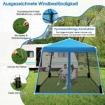 Sulankstomas pavėsinis su nuožulniomis kojomis 3x3m (Mėlyna)