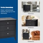 Naktinis staliukas su trimis stalčiais (Juoda)