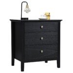 Naktinis staliukas su trimis stalčiais (Juoda)