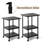 Reguliuojamo aukščio spausdintuvo stovas su trimis lentynomis (Juoda)