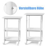 Trijų aukštų reguliuojamo aukščio spausdintuvo stovas su ratukais (Balta)