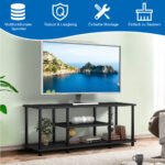 TV staliukas su trimis lentynomis ir metaliniu rėmu (Juoda)