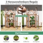 Nešiojamas medinis mini šiltnamis su trimis nuimamomis lentynomis (Skaidri)