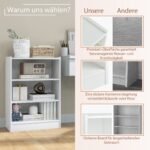 Trijų lygių knygų lentyna su spintele (Balta)