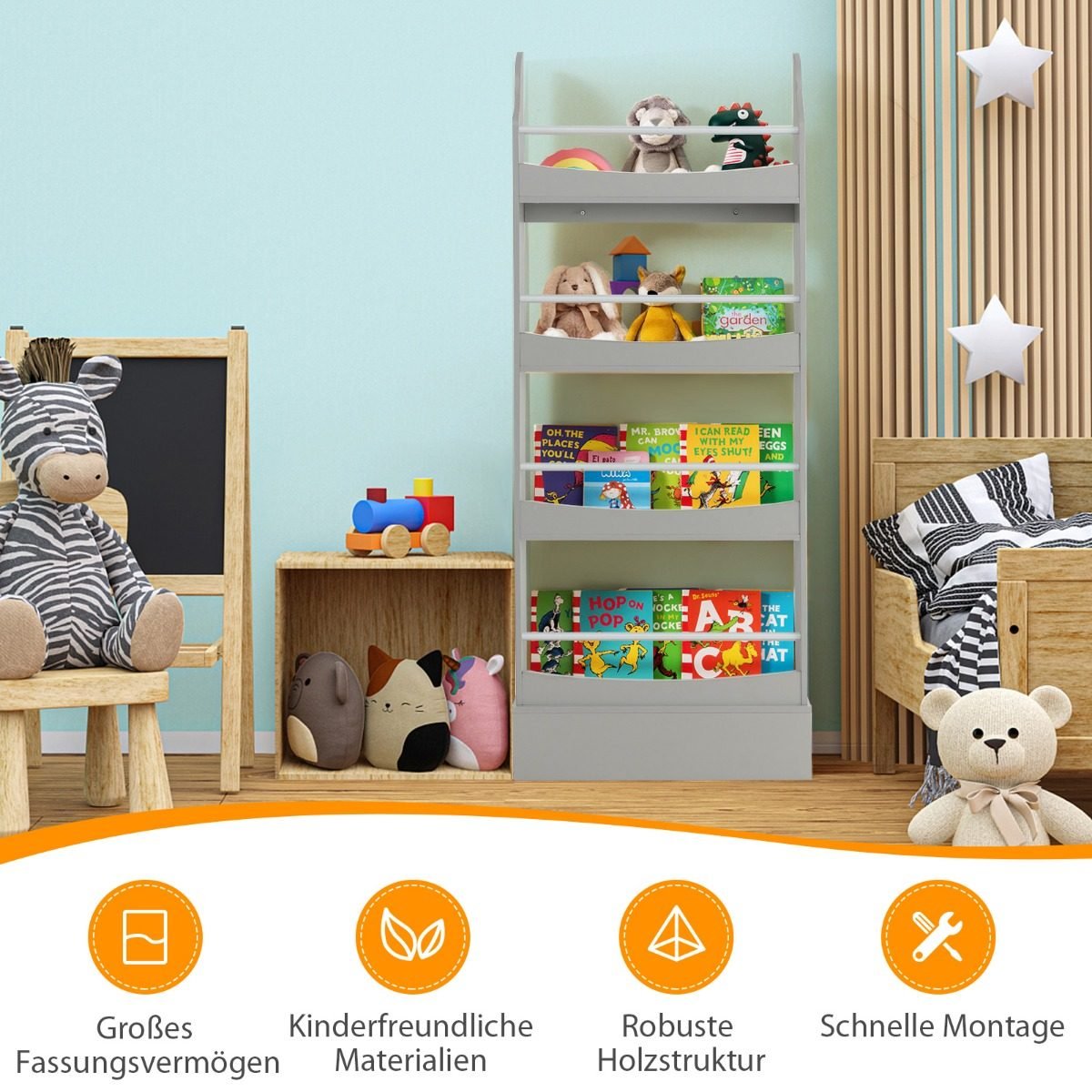 3-stockiges-bucherregal-fur-kinder-freistehendes-ablageregal-cb10397gr_8_ Vaikiška knygų lentyna su keturiomis pakopomis ir apsauga nuo apvirtimo (Pilka)