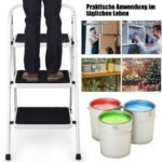 Sulankstomos 3 pakopų kopėčios su rankena (Juoda ir balta)