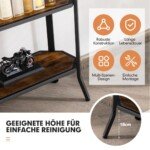 Pramoninis 3 pakopų konsolinis staliukas su atviromis lentynomis (Ruda)