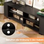 TV staliukas su 4 atviromis nišomis ir 4 šoniniais skyriais (Juoda)