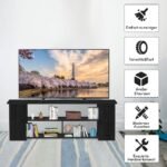 TV spintelė su trimis lentynomis 110 cm medžio imitacija (Juoda)