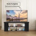 TV spintelė su trimis lentynomis 110 cm medžio imitacija (Juoda)