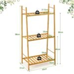 Bambukinė trijų pakopų lentyna augalams (Natūrali)