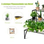 Augalų stovas su trimis lentynomis (Juoda)