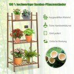 Bambukinė trijų pakopų gėlių lentyna (Ruda)