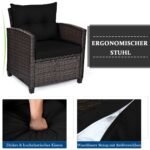 3 dalių lauko baldų komplektas su pagalvėlėmis ir staliuku (Juoda)