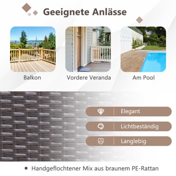 Sodo komplektas: 2 supamieji krėslai ir staliukas (Ruda)