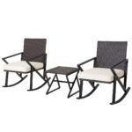 Sodo komplektas: 2 supamieji krėslai ir staliukas (Ruda)