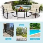 Lauko trijų dalių sūpynių bistro komplektas (Smėlio)