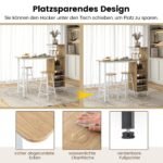 Baro stalas ir 2 taburetės su laikymo lentynomis (Natūrali)