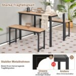 Valgomojo baldų komplektas su dviem suolais (Natūrali)