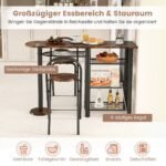 Valgomojo komplektas su sulankstomomis kėdėmis ir lentyna (Kavos)