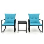 Lauko sūpuoklių kėdžių ir staliuko komplektas (Mėlyna)