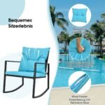 Lauko sūpuoklių kėdžių ir staliuko komplektas (Mėlyna)