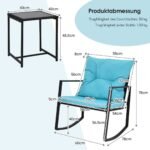 Lauko sūpuoklių kėdžių ir staliuko komplektas (Mėlyna)