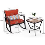 Lauko poilsio komplektas su dviem sūpynių kėdėmis ir stalu (Raudona ir juoda)