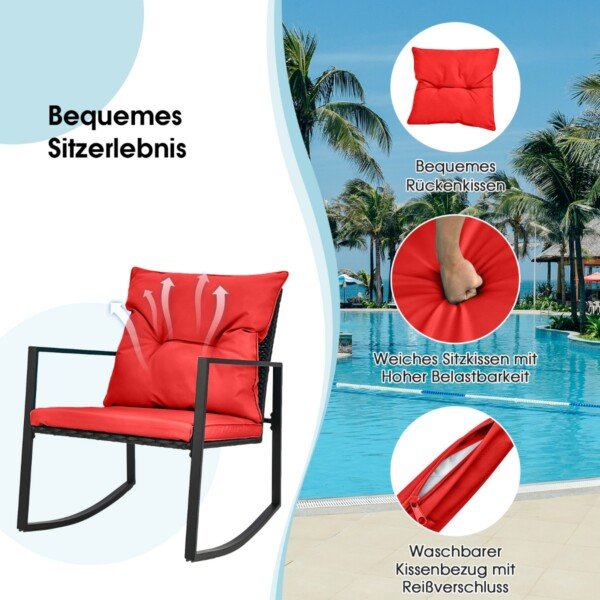 Lauko laužytuvų komplektas su 2 kėdėmis ir staliuku (Raudona)