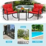 Lauko laužytuvų komplektas su 2 kėdėmis ir staliuku (Raudona)