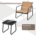 3 dalių lauko baldų komplektas su stalu ir kėdėmis (Ruda)