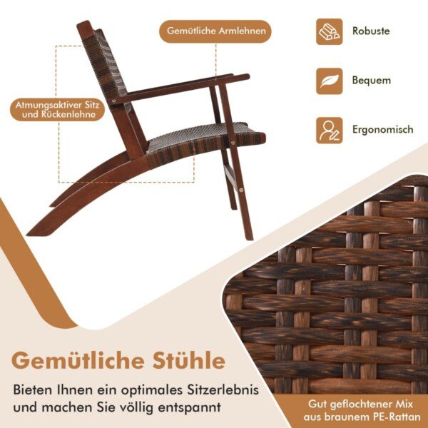 3 dalių lauko bistro komplektas iš eukalipto medienos (Ruda)