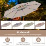 300 cm pakeliamas skėtis nuo saulės su LED apšvietimu (Smėlio)