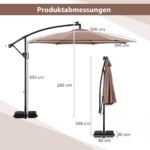 300 cm lauko skėtis su LED apšvietimu ir devyniais režimais (Ruda)
