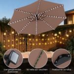 300 cm lauko skėtis su LED apšvietimu ir devyniais režimais (Ruda)