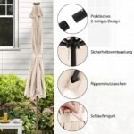 Sodo skėtis su LED apšvietimu ir rankena 300 cm (Smėlio)