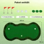 Profesionali golfo treniruočių aikštelė 300x150 cm su 3 skylutėmis (Žalia)