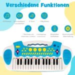 Elektroniniai 31 klavišo vaikiški klavišiniai su mikrofonu ir kėdute (Mėlyna)