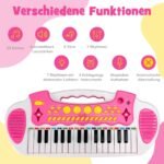 Vaikiški elektroniniai 31 klavišo klavišiniai su mikrofonu ir taburete (Rožinė)