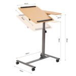 Daugiafunkcinis reguliuojamo aukščio nešiojamojo kompiuterio staliukas su ratukais (Natūrali)